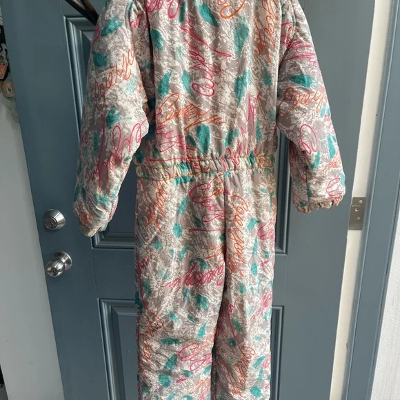 Vintage Hot Gear Kids 90s Snowsuit Vibrant Colorblock Pink Ski Winter One-Piece - Picture 6 of 10